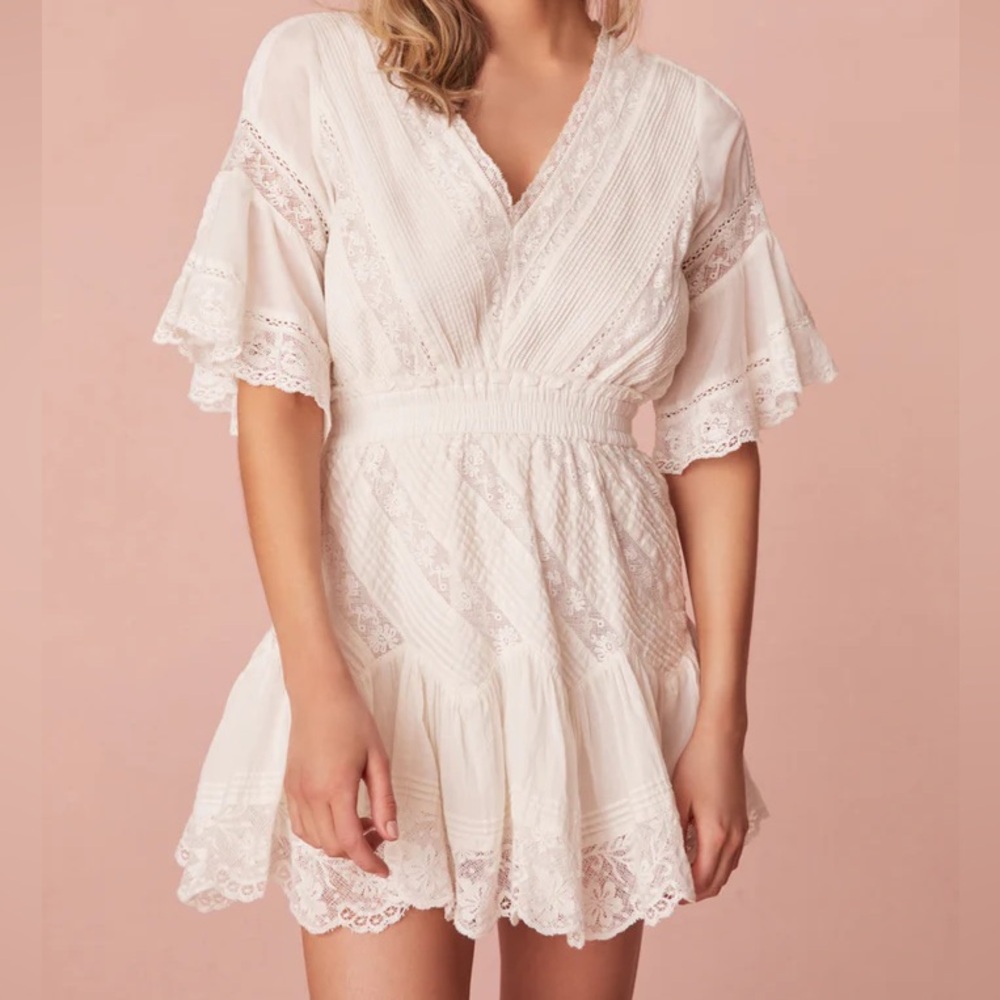 LoveShackFancy Calamina Lace Mini Dress